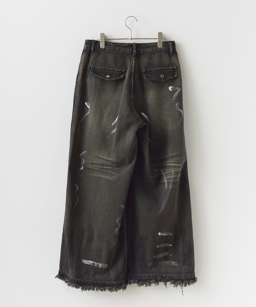 Theater code(シアターコード)の「【20%OFF】irregular switching graffiti denim pants / 切替 グラフィック デニムパンツ 2026年春夏(デニムパンツ・メンズ・ブラック・FREE)」の7枚目の写真