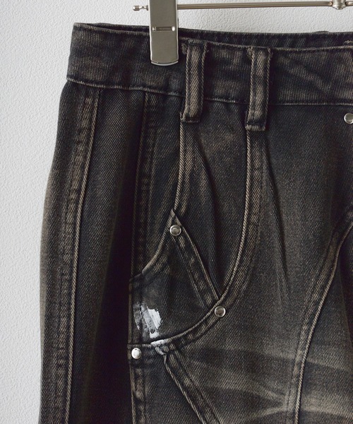 Theater code(シアターコード)の「【20%OFF】irregular switching graffiti denim pants / 切替 グラフィック デニムパンツ 2026年春夏(デニムパンツ・メンズ・ブラック・FREE)」の9枚目の写真