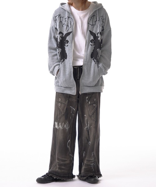 Theater code(シアターコード)の「【20%OFF】irregular switching graffiti denim pants / 切替 グラフィック デニムパンツ 2026年春夏(デニムパンツ・メンズ・ブラック・FREE)」の13枚目の写真