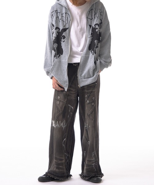 Theater code(シアターコード)の「【20%OFF】irregular switching graffiti denim pants / 切替 グラフィック デニムパンツ 2026年春夏(デニムパンツ・メンズ・ブラック・FREE)」の15枚目の写真