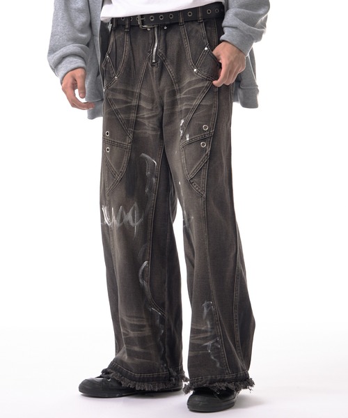 Theater code(シアターコード)の「【20%OFF】irregular switching graffiti denim pants / 切替 グラフィック デニムパンツ 2026年春夏(デニムパンツ・メンズ・ブラック・FREE)」の16枚目の写真