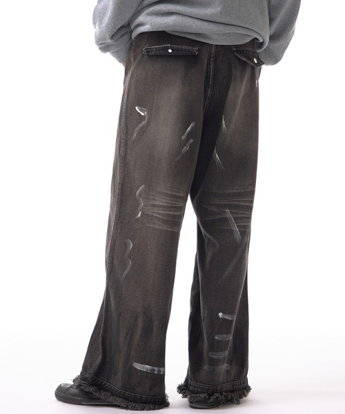 Theater code(シアターコード)の「【20%OFF】irregular switching graffiti denim pants / 切替 グラフィック デニムパンツ 2026年春夏(デニムパンツ・メンズ・ブラック・FREE)」の11枚目の写真