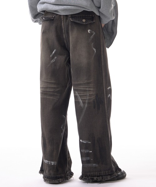 イリグ　ILLIG 切り替えデニムパンツ irregular switching graffiti denim pants / 切替 グラフィック