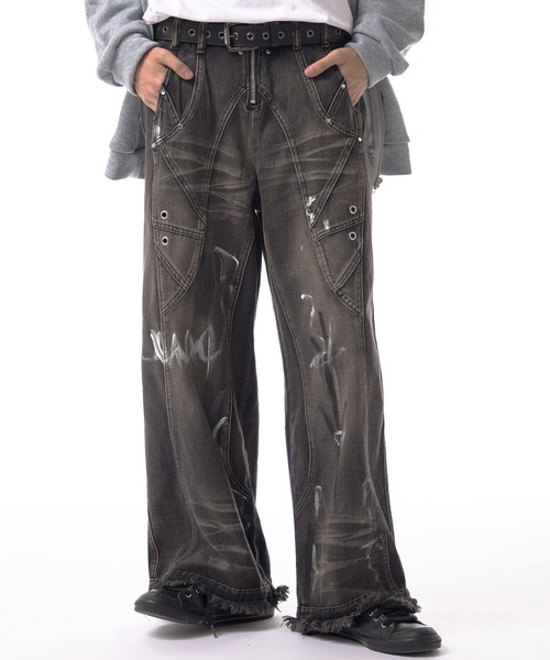 Theater code(シアターコード)の「【20%OFF】irregular switching graffiti denim pants / 切替 グラフィック デニムパンツ 2026年春夏(デニムパンツ・メンズ・ブラック・FREE)」の21枚目の写真
