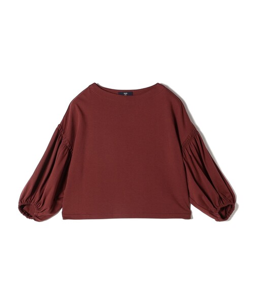 SHIPS Colors(シップス カラーズ)の「SHIPS Colors:〈洗濯機可能〉シルケットスムース ボリュームスリーブ トップス◇(Tシャツ/カットソー・レディース・オフホワイト/ブラック/ブラウン・ONE SIZE)」の3枚目の写真