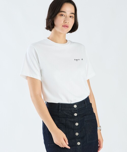 agnes b.(アニエスベー)の「ミニロゴ コットン 半袖 Tシャツ "Christof"(Tシャツ/カットソー・レディース・ホワイト・2/1/3)」の4枚目の写真