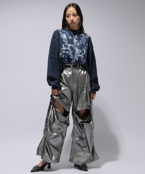 HARE（ハレ）の「ケーブルガラキリカエニット(HAR)（ニット/セーター・レディース・ブルー/グレー/ブラック・FREE）」の9枚目の写真