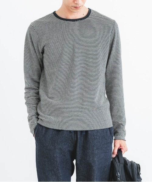 【セール】30/1TCリバーシブルニットボーダークルーＴ（Tシャツ/カットソー）｜quadro（クオドロ）