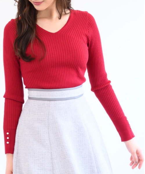 なつみ♡MACHATT マチャット メリノウールリブニット ベージュ セール】□2024春夏新作□ダブル襟3wayリブニット/MM428310