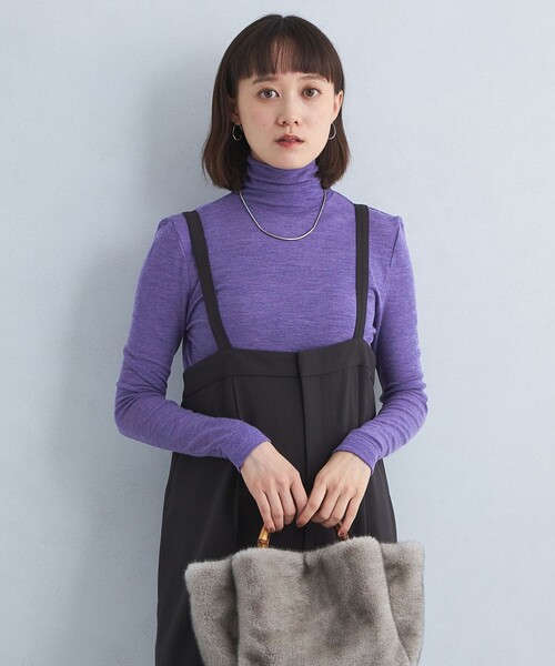 green label relaxing（グリーンレーベルリラクシング）の「スラブウール タートルネック プルオーバー カットソー（Tシャツ/カットソー・レディース・ダークグレー/ブラック/オフホワイト/パープル/ネイビー・FREE）」の5枚目の写真