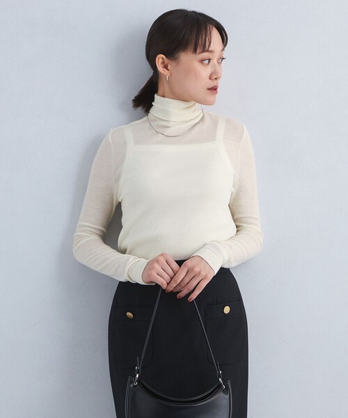 green label relaxing（グリーンレーベルリラクシング）の「スラブウール タートルネック プルオーバー カットソー（Tシャツ/カットソー・レディース・ダークグレー/ブラック/オフホワイト/パープル/ネイビー・FREE）」の8枚目の写真