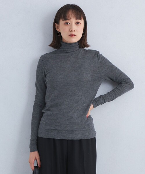 green label relaxing（グリーンレーベルリラクシング）の「スラブウール タートルネック プルオーバー カットソー（Tシャツ/カットソー・レディース・ダークグレー/ブラック/オフホワイト/パープル/ネイビー・FREE）」の11枚目の写真