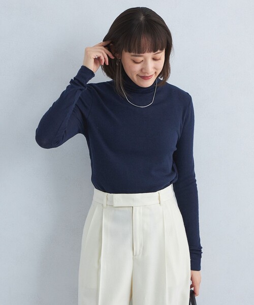 green label relaxing（グリーンレーベルリラクシング）の「スラブウール タートルネック プルオーバー カットソー（Tシャツ/カットソー・レディース・ダークグレー/ブラック/オフホワイト/パープル/ネイビー・FREE）」の13枚目の写真