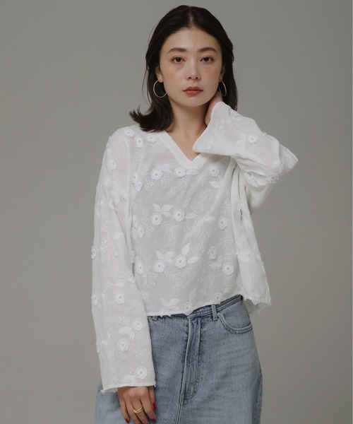 URBAN RESEARCH Sonny Label（アーバンリサーチサニーレーベル）の「3Dレーススキッパーブラウス（シャツ/ブラウス・レディース・オフホワイト/ブルー/ブラック・FREE）」の5枚目の写真