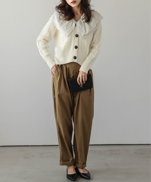 Lajour（ラジュール）の「日本製2WAY襟付きニットカーディガン（カーディガン/ボレロ・レディース・グレー/ブラック/アイボリー・フリー）」の21枚目の写真