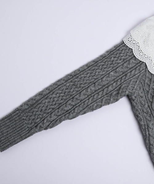 Lajour（ラジュール）の「日本製2WAY襟付きニットカーディガン（カーディガン/ボレロ・レディース・グレー/ブラック/アイボリー・フリー）」の7枚目の写真