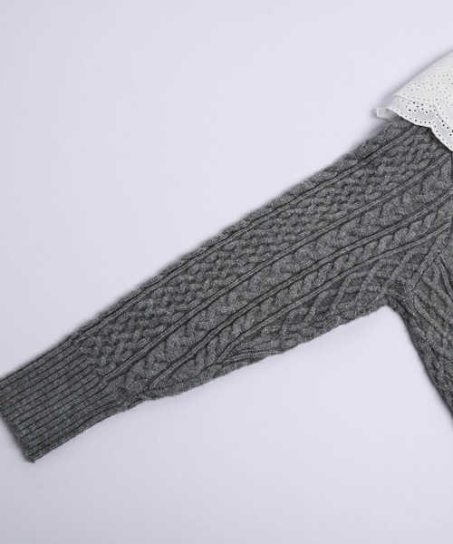 Lajour（ラジュール）の「日本製2WAY襟付きニットカーディガン（カーディガン/ボレロ・レディース・グレー/ブラック/アイボリー・フリー）」の11枚目の写真