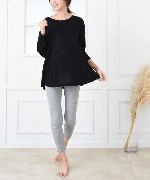 CHOCOA（チョコア）の「裾メロウリブレギンスレギンス（マタニティウェア/グッズ・レディース・ブラック/ベージュ/グレー・FREE）」の3枚目の写真