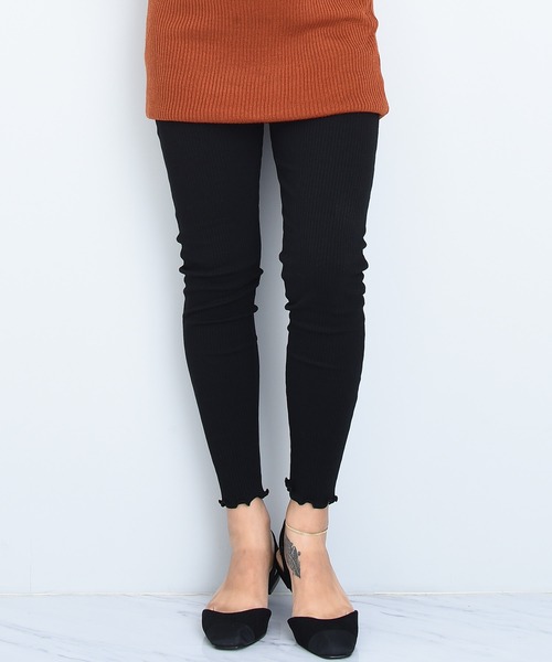 CHOCOA（チョコア）の「裾メロウリブレギンスレギンス（マタニティウェア/グッズ・レディース・ブラック/ベージュ/グレー・FREE）」の5枚目の写真