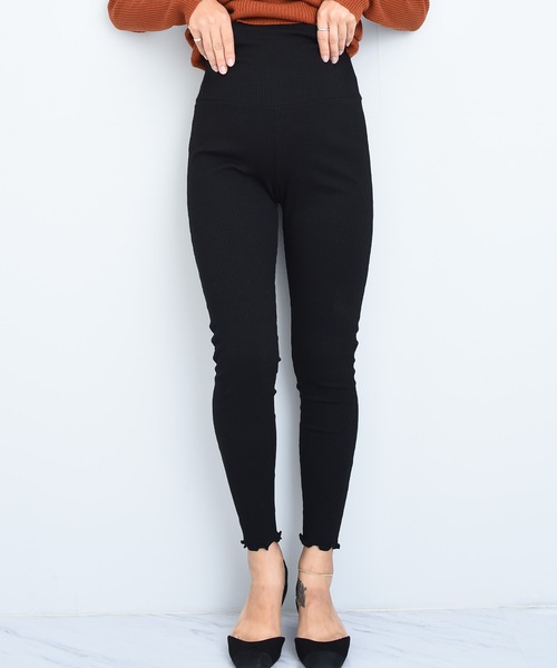 CHOCOA（チョコア）の「裾メロウリブレギンスレギンス（マタニティウェア/グッズ・レディース・ブラック/ベージュ/グレー・FREE）」の7枚目の写真