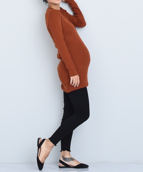 CHOCOA（チョコア）の「裾メロウリブレギンスレギンス（マタニティウェア/グッズ・レディース・ブラック/ベージュ/グレー・FREE）」の9枚目の写真