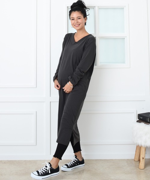 CHOCOA（チョコア）の「裾メロウリブレギンスレギンス（マタニティウェア/グッズ・レディース・ブラック/ベージュ/グレー・FREE）」の11枚目の写真