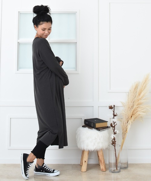 CHOCOA（チョコア）の「裾メロウリブレギンスレギンス（マタニティウェア/グッズ・レディース・ブラック/ベージュ/グレー・FREE）」の12枚目の写真