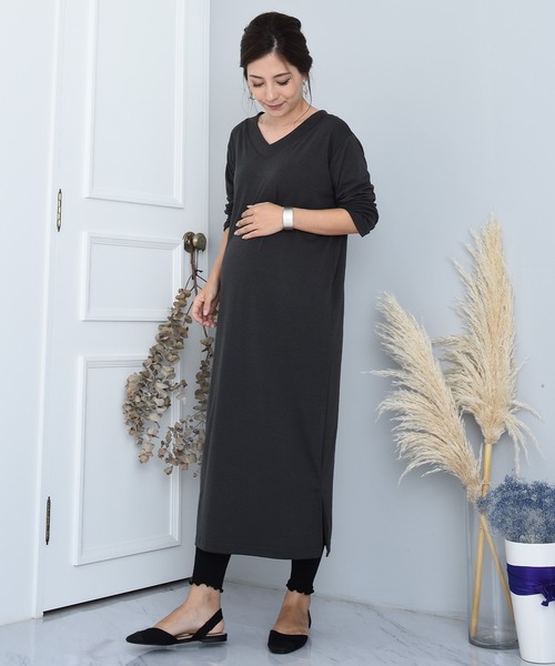 CHOCOA（チョコア）の「裾メロウリブレギンスレギンス（マタニティウェア/グッズ・レディース・ブラック/ベージュ/グレー・FREE）」の14枚目の写真