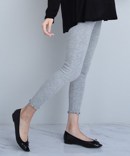 CHOCOA（チョコア）の「裾メロウリブレギンスレギンス（マタニティウェア/グッズ・レディース・ブラック/ベージュ/グレー・FREE）」の15枚目の写真