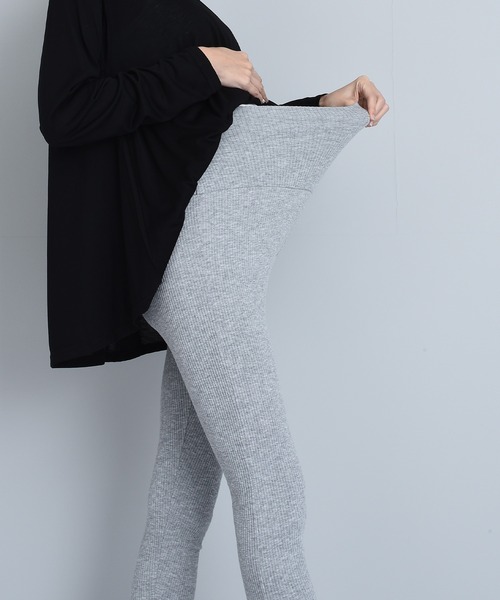 CHOCOA（チョコア）の「裾メロウリブレギンスレギンス（マタニティウェア/グッズ・レディース・ブラック/ベージュ/グレー・FREE）」の17枚目の写真