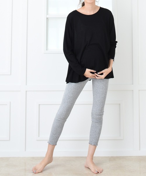 CHOCOA（チョコア）の「裾メロウリブレギンスレギンス（マタニティウェア/グッズ・レディース・ブラック/ベージュ/グレー・FREE）」の18枚目の写真