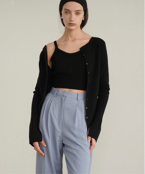BUSTIER SET BOAT NECK KNIT CARDIGAN（カーディガン/ボレロ）｜CLANE