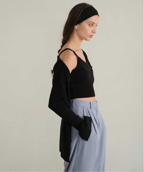 BUSTIER SET BOAT NECK KNIT CARDIGAN（カーディガン/ボレロ）｜CLANE