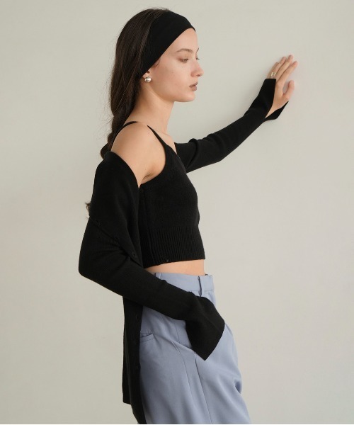 BUSTIER SET BOAT NECK KNIT CARDIGAN（カーディガン/ボレロ）｜CLANE