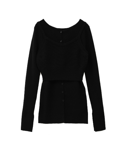 【美品】BUSTIER SET BOAT NECK KNIT CARDIGAN BUSTIER SET BOAT NECK KNIT CARDIGAN（カーディガン/ボレロ）｜CLANE