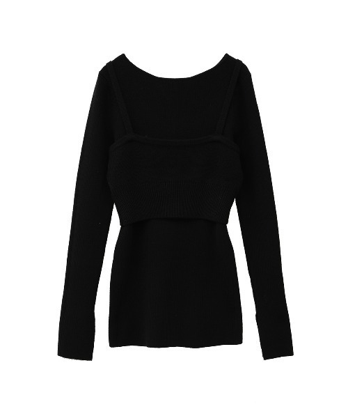 BUSTIER SET BOAT NECK KNIT CARDIGAN（カーディガン/ボレロ）｜CLANE