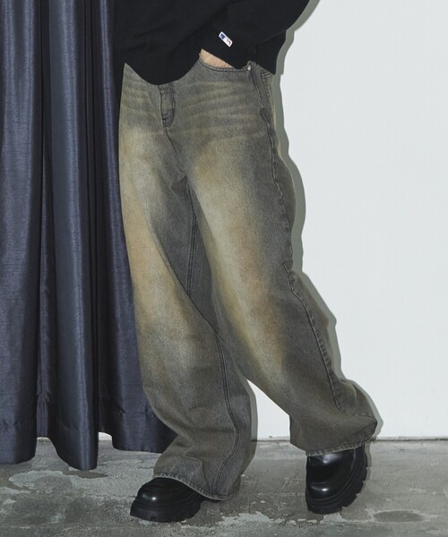 【セール】PUBLUX/パブリュクス Dirty denim pants/汚し加工デニムパンツ(限定展開)（デニムパンツ）｜PUBLUX（パブリュクス）