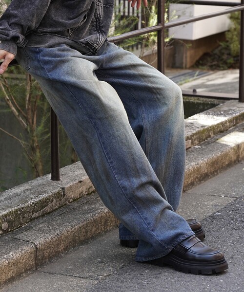 【セール】PUBLUX/パブリュクス Dirty denim pants/汚し加工デニムパンツ(限定展開)（デニムパンツ）｜PUBLUX（パブリュクス）