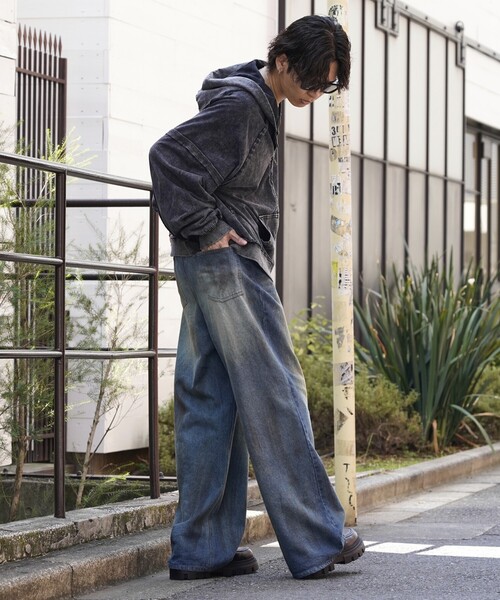 【セール】PUBLUX/パブリュクス Dirty denim pants/汚し加工デニムパンツ(限定展開)（デニムパンツ）｜PUBLUX（パブリュクス）
