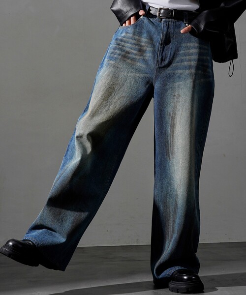 【セール】PUBLUX/パブリュクス Dirty denim pants/汚し加工デニムパンツ(限定展開)（デニムパンツ）｜PUBLUX（パブリュクス）