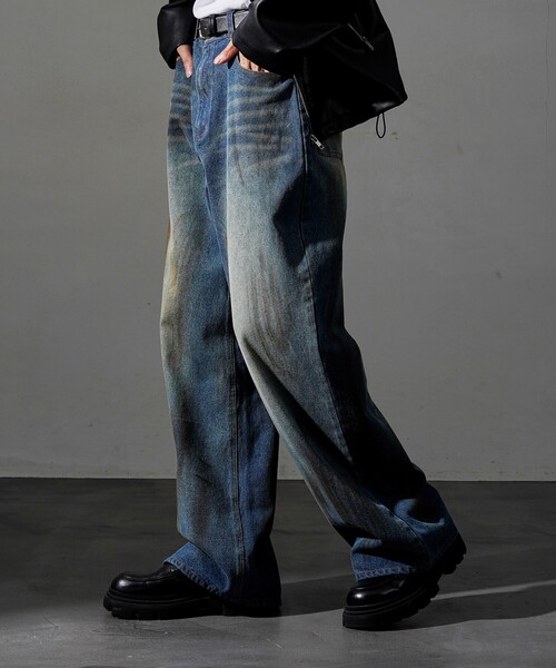 【セール】PUBLUX/パブリュクス Dirty denim pants/汚し加工デニムパンツ(限定展開)（デニムパンツ）｜PUBLUX（パブリュクス）