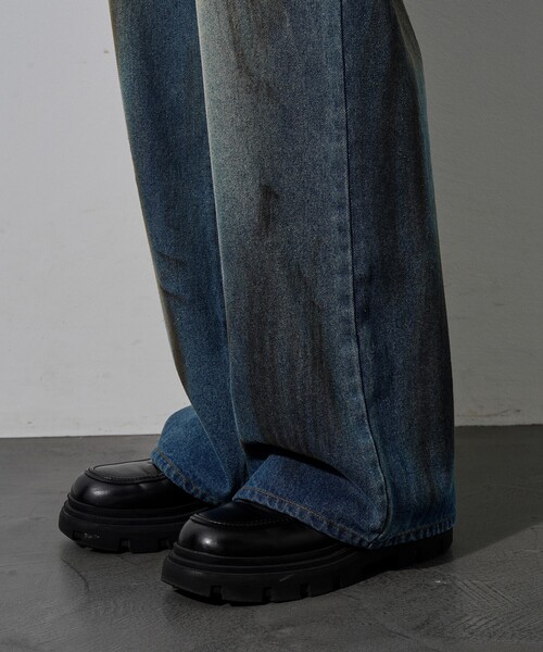 【セール】PUBLUX/パブリュクス Dirty denim pants/汚し加工デニムパンツ(限定展開)（デニムパンツ）｜PUBLUX（パブリュクス）