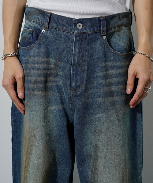 【セール】PUBLUX/パブリュクス Dirty denim pants/汚し加工デニムパンツ(限定展開)（デニムパンツ）｜PUBLUX（パブリュクス）