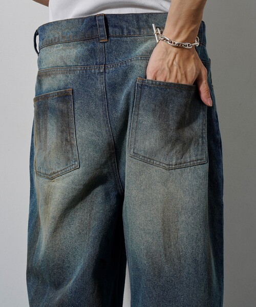 【セール】PUBLUX/パブリュクス Dirty denim pants/汚し加工デニムパンツ(限定展開)（デニムパンツ）｜PUBLUX（パブリュクス）
