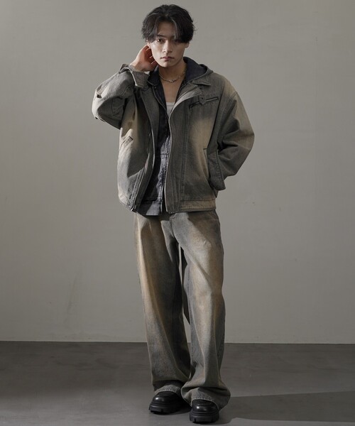 【セール】PUBLUX/パブリュクス Dirty denim pants/汚し加工デニムパンツ(限定展開)（デニムパンツ）｜PUBLUX（パブリュクス）