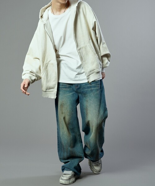 【セール】PUBLUX/パブリュクス Dirty denim pants/汚し加工デニムパンツ(限定展開)（デニムパンツ）｜PUBLUX（パブリュクス）