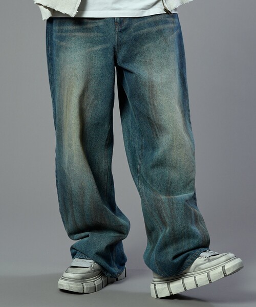 【セール】PUBLUX/パブリュクス Dirty denim pants/汚し加工デニムパンツ(限定展開)（デニムパンツ）｜PUBLUX（パブリュクス）