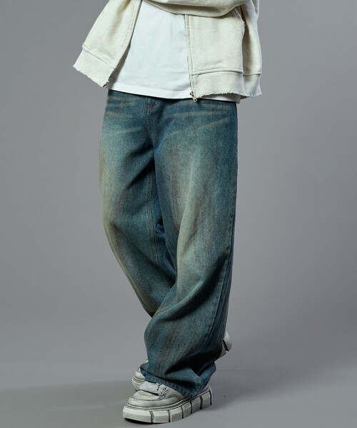 【セール】PUBLUX/パブリュクス Dirty denim pants/汚し加工デニムパンツ(限定展開)（デニムパンツ）｜PUBLUX（パブリュクス）
