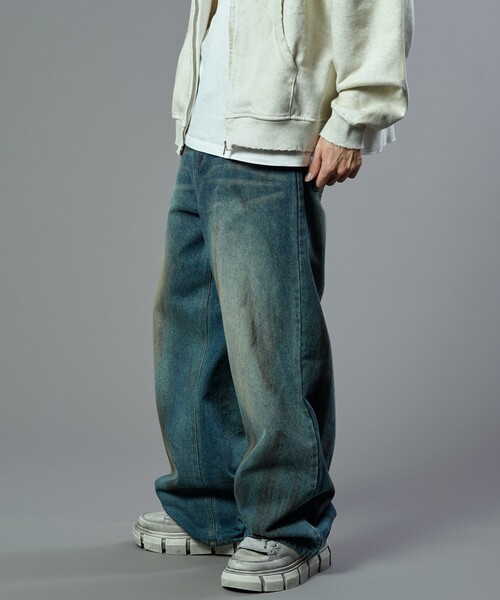 【セール】PUBLUX/パブリュクス Dirty denim pants/汚し加工デニムパンツ(限定展開)（デニムパンツ）｜PUBLUX（パブリュクス）