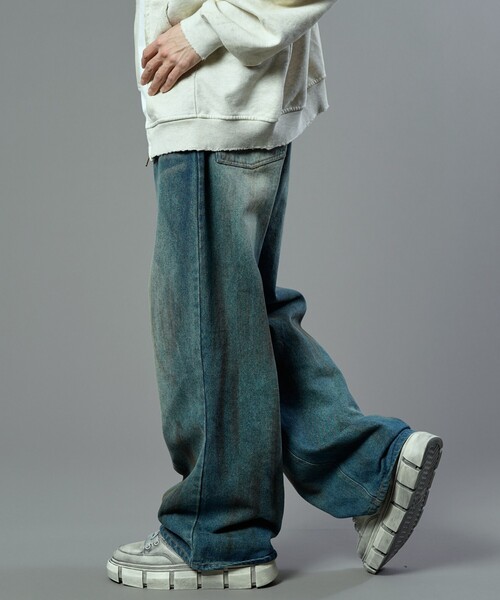 【セール】PUBLUX/パブリュクス Dirty denim pants/汚し加工デニムパンツ(限定展開)（デニムパンツ）｜PUBLUX（パブリュクス）